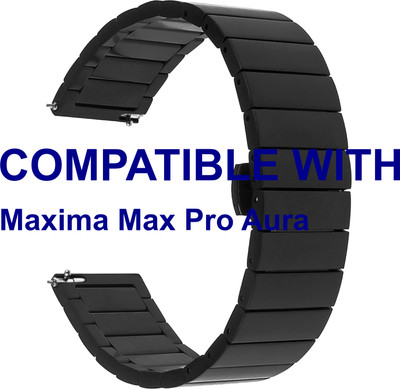 ACM WSM5F22BK5033 Watch Strap Steel Metal Belt 22mm for Maxima Max Pro Aura Smartwatch Black Smart Watch Strap(Black)