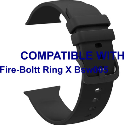 ACM WSM24L40BK1692 Sliding 44mm 49mm Watch Strap Silicone Color Hook for Fire-Boltt Ring X Bsw005 Smartwatch Black Smart Watch Strap(Black)