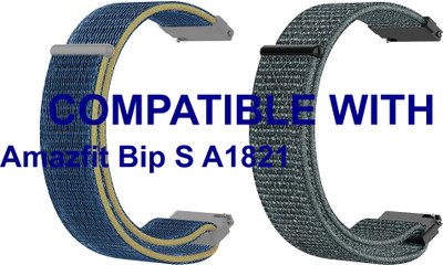 ACM WSM3V20BLGY1301 Pack of 2 Watch Strap Nylon Loop 20mm for Amazfit Bip S A1821 Smartwatch (Blue/Grey) Smart Watch Strap(Mullti Color)