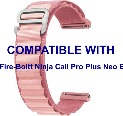 ACM WSM17E20CPK3858 Watch Strap Nylon Hook 20mm for Fire-Boltt Ninja Call Pro Plus Neo Bsw053 Smartwatch Creame Pink Smart Watch Strap(Pink)