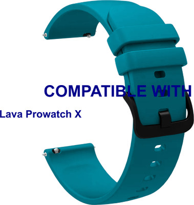 ACM WSM25M20TU3849 Watch Strap Silicone Hook 20mm for Lava Prowatch X Smartwatch Turquoise Smart Watch Strap(Blue)