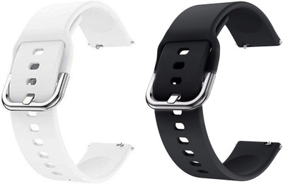 PUNAK 22 MM Soft Silicon Smartwatch Band Straps Pack of 2 Smart Watch Strap(White, Black)