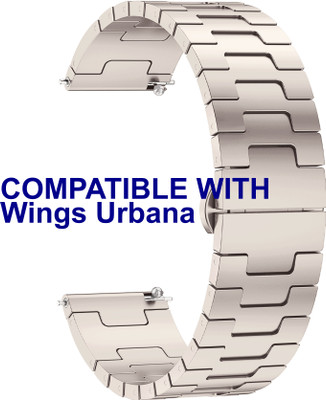 ACM WSM37Y22ST3436 Watch Strap Metal Steel for Wings Urbana Smartwatch Belt Starlight Smart Watch Strap(White)