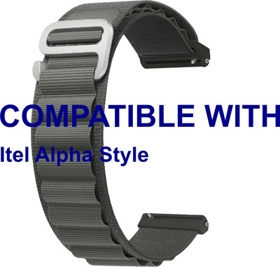 ACM WSM17E22GY5032 Watch Strap Nylon Hook Belt 22mm for Itel Alpha Style Smartwatch Grey Smart Watch Strap(Grey)