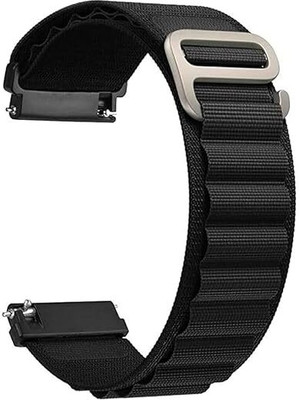 RUPELIK Nylon Febric Alpine Loop Band Compatible With 22mm Lugs Smart Watch Strap(Black)