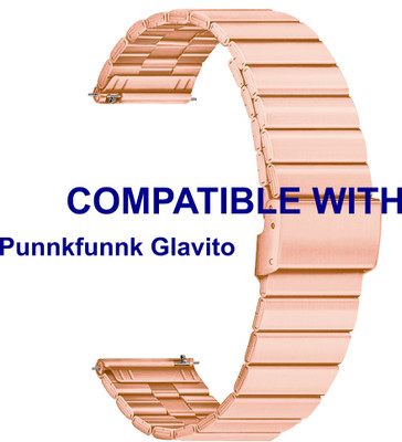 ACM WSM20H22RSG5012 Watch Strap Adjustable Steel Belt 22mm for Punnkfunnk Glavito Smartwatch Rose Gold Pink Smart Watch Strap(Pink)