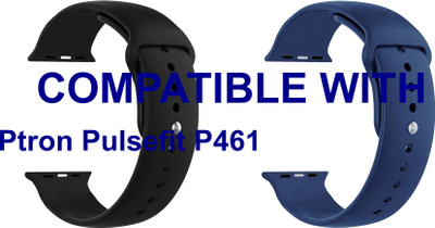 ACM WSM2P40BKDBL1151N1 Pack of 2 Sliding 44mm 49mm Watch Strap Silicone Belt for Ptron Pulsefit P461 Smartwatch Black/Dark Blue Smart Watch Strap(Mullti Color)