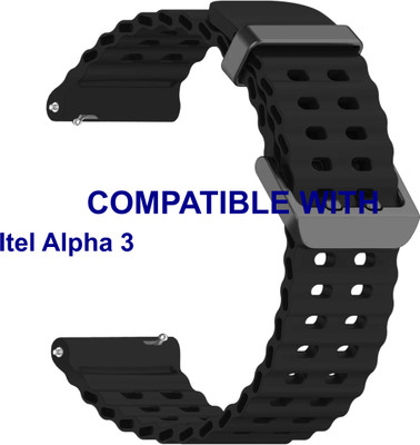 ACM WSM40B22BK3905 Watch Strap Silicone Sports Belt 22mm for |Itel Alpha 3 Smartwatch Black Smart Watch Strap(Black)