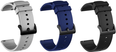 CHG 22mm SmartWatch Strap With Stainless Steel Buckle Smart Watch Strap(Black, Blue, Grey)