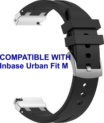 ACM WSM36X20BK2883 Watch Strap Metal Hook Silicone 20mm for Inbase Urban Fit M Smartwatch Black Smart Watch Strap(Black)