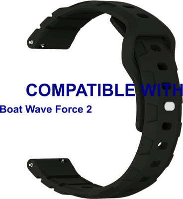 ACM Watch Strap Silicone Belt for Boat Wave Force 2 Smartwatch Black Smart Watch Strap(Black)