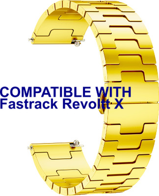 ACM WSM37Y22GL3446 Watch Strap Metal Steel 22mm for Fastrack Revoltt X Smartwatch Belt Gold Smart Watch Strap(Gold)