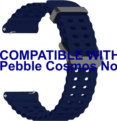 ACM WSM40B22DBL3215 Watch Strap Silicone Sports 22mm for Pebble Cosmos Nova Smartwatch Belt Dark Blue Smart Watch Strap(Blue)