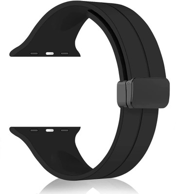 BLACK LOVIES 42 / 44 / 45 / 49 MM Silicon Magnetic Buckle Smart Watch Band Strap Smart Watch Strap(Black)