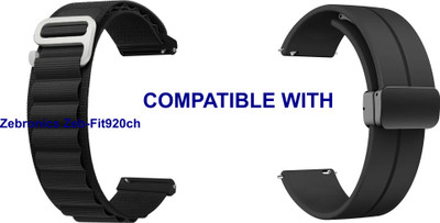 ACM WSM1719B20BKBK1605 Pack of 2 Watch Strap Nylon & Silicone Magnetic Clasp 20mm for Zebronics Zeb-Fit920ch Smartwatch (Black) Smart Watch Strap(Mullti Color)