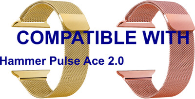 ACM WSM4M40GLRSG1560N1 Pack of 2 Sliding 44mm 49mm Watch Strap Magnetic for Hammer Pulse Ace 2.0 Smartwatch Champagne Gold/Rose Gold Pink Smart Watch Strap(Mullti Color)