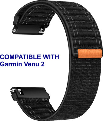 ACM WSM39A22BK1924 Watch Strap Nylon Soft 22mm for Garmin Venu 2 Smartwatch Black Smart Watch Strap(Black)