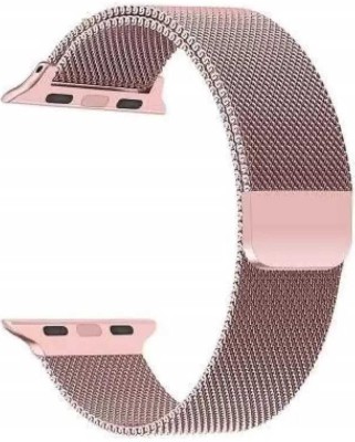 FLAP Stainless Steel Magnetic Metal Chain Smart Watch Strap Belt fit for Ultra Watch 49 mm, Series 9 / 8 / 7 45 mm, Series 6 / 5 / 4 44 mm. Series 3 / 2 / 1 42 mm, Watch SE 44 MM Smart Watch Strap Smart Watch Strap Smart Watch Strap(Pink)