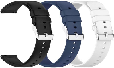 AOnes Pack of 3 Silicone Belt Classic Watch Strap for Fastrack Marvellous Fx1 Watch Belt Smart Watch Strap(Black, Blue, White)