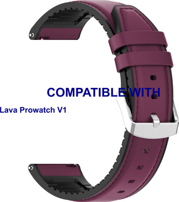 ACM WSM33U22PU3865 Watch Strap Leather Silicone 22mm for Lava Prowatch V1 Smartwatch Purple Smart Watch Strap(Purple)