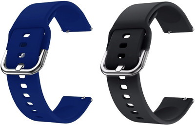 PUNAK 22 MM Soft Silicon Smartwatch Band Straps Pack of 2 Smart Watch Strap(Blue, Black)