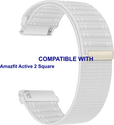 ACM WSM39A20WT3909 Watch Strap Nylon Soft Belt 20mm for Amazfit Active 2 Square Smartwatch White Smart Watch Strap(White)