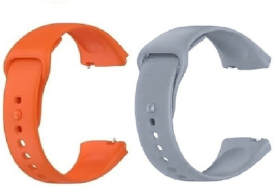 RUPELIK Pack Of 2 Silicone Watch Band Compatible With rEdMi Watch 3 Lite /Watch 3 Active Smart Watch Strap(Orange, Grey)