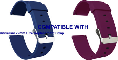 ACM WSM7A22BLPU1216 Pack of 2 Watch Strap Silicone 22mm for Universal 22mm Size Replacement Strap Smartwatch (Blue/Purple) Smart Watch Strap(Mullti Color)