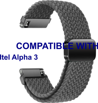 ACM WSM26N22GY3905 Watch Strap Woven Braided Magnetic Belt 22mm for |Itel Alpha 3 Smartwatch Grey Smart Watch Strap(Grey)