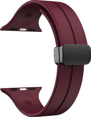 PunnkFunnk Silicone Band Strap for 42mm Watches | Soft TYPE, Waterproof & Adjustable Smart Watch Strap(Red)