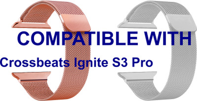 ACM WSM4M40RSGSL1011N1 Pack of 2 Sliding 44mm 49mm Watch Strap Magnetic for Crossbeats Ignite S3 Pro Smartwatch Rose Gold Pink/Silver Smart Watch Strap(Mullti Color)