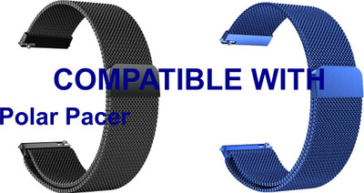 ACM WSM4M20BKBL3901 Pack of 2 Watch Strap Magnetic Belt 20mm for |Polar Pacer Smartwatch (Black/Blue) Smart Watch Strap(Mullti Color)