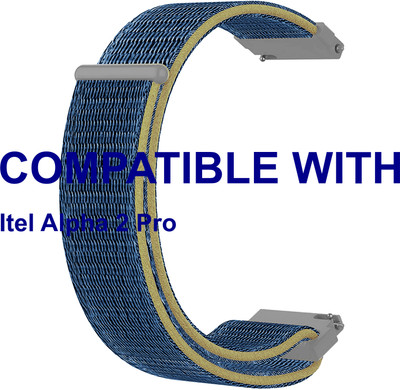ACM WSM3V22BL3894 Watch Strap Nylon Loop Belt 22mm for Itel Alpha 2 Pro Smartwatch Blue Smart Watch Strap(Blue)