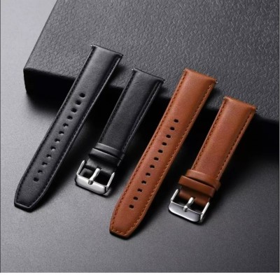 PUNAK 22 MM Genuine Leather Smartwatch Strap Belt Compatible with Realme watch 2 Pro Smart Watch Strap(Black, Brown)