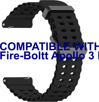 ACM WSM40B22BK3430 Watch Strap Silicone Sports 22mm for Fire-Boltt Apollo 3 Bsw195 Bsw147 Smartwatch Belt Black Smart Watch Strap(Black)