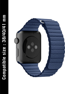 DailyObjects Blue Leather Loop Apple WatchBand (38/40/41mm) Smart Watch Strap(Blue)