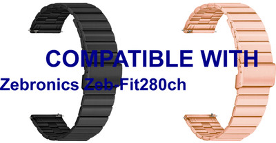 ACM WSM20H20BKRSG2553 Pack of 2 Watch Strap Adjustable Steel 20mm for Zebronics Zeb-Fit280ch Smartwatch (Black/Rose Gold Pink) Smart Watch Strap(Mullti Color)