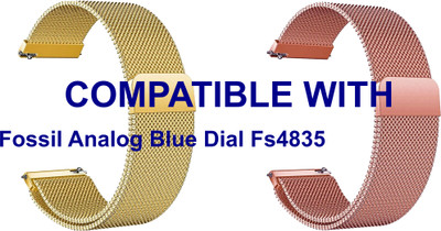 ACM WSM4M22GLRSG4025 Pack of 2 Watch Strap Magnetic Belt 22mm for Fossil Analog Blue Dial Fs4835 (Gold/Rose Gold) Smart Band Strap(Mullti Color)
