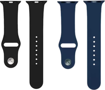 Upthrust Pure Elegance Black Panther & Midnight Blue 42/44/45/49mm (Pack of 2) Smart Watch Strap(Black, Blue)