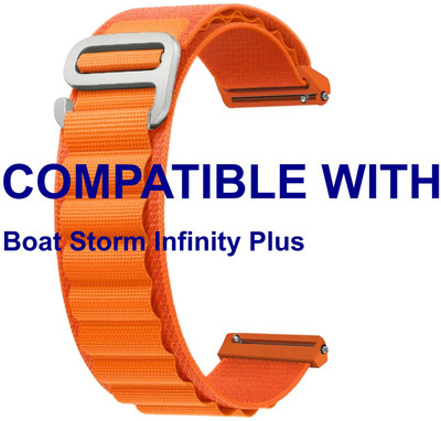 ACM WSM17E22OR3889 Watch Strap Nylon Hook Belt 22mm for |Boat Storm Infinity Plus Smartwatch Orange Smart Watch Strap(Orange)