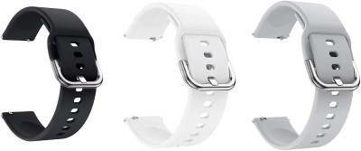 BLACK LOVIES 20 mm Silicon Band Strap Balt (Pack Of 3) Smart Watch Strap(Black, White, Grey)