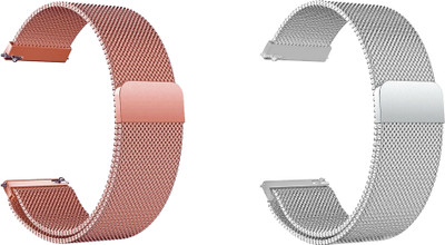 ACM Pack of 2 Watch Strap Magnetic for Noisefit Core Oxy (Rose Gold/Silver) Smart Watch Strap(Mullti Color)