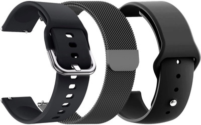 AOnes Pack of 3 Silicone & Metal Chain Belt Watch Strap for Cultsport Cult Ranger Xr1 Smart Watch Strap(Black)