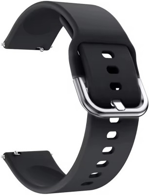 valente Soft Silicone 22mm Metal Buckle Strap Compatible with Smartwatches with 22mm Lugs Smart Watch Strap(Black)