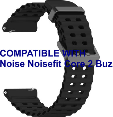 ACM WSM40B22BK2848 Watch Strap Silicone Sports 22mm for Noise Noisefit Core 2 Buzz Smartwatch Black Smart Watch Strap(Black)
