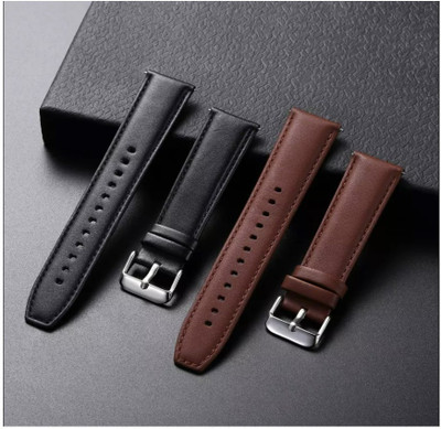 PUNAK 22 MM Genuine Leather Smartwatch Strap Belt Compatible with Realme watch 2 Pro Smart Watch Strap(Black, Brown)