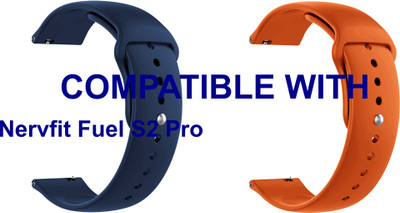 ACM WSM2P20DBLOR3915 Pack of 2 Watch Strap Silicone Belt 20mm for Nervfit Fuel S2 Pro Smartwatch (Dark Blue/Orange) Smart Watch Strap(Mullti Color)