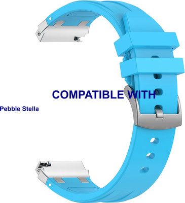 ACM WSM36X22BL3900 Watch Strap Metal Hook Silicone Belt 22mm for New Pebble Stella Smartwatch Blue (ONLY SUITABLE FOR LARGE WRIST SIZE) Smart Watch Strap(Blue)
