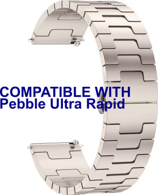 ACM Watch Strap Metal Steel for Pebble Ultra Rapid Smartwatch Starlight Smart Watch Strap(White)