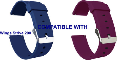 ACM WSM7A20BLPU2587 Pack of 2 Watch Strap Silicone 20mm for Wings Strive 200 Smartwatch (Blue/Purple) Smart Watch Strap(Mullti Color)